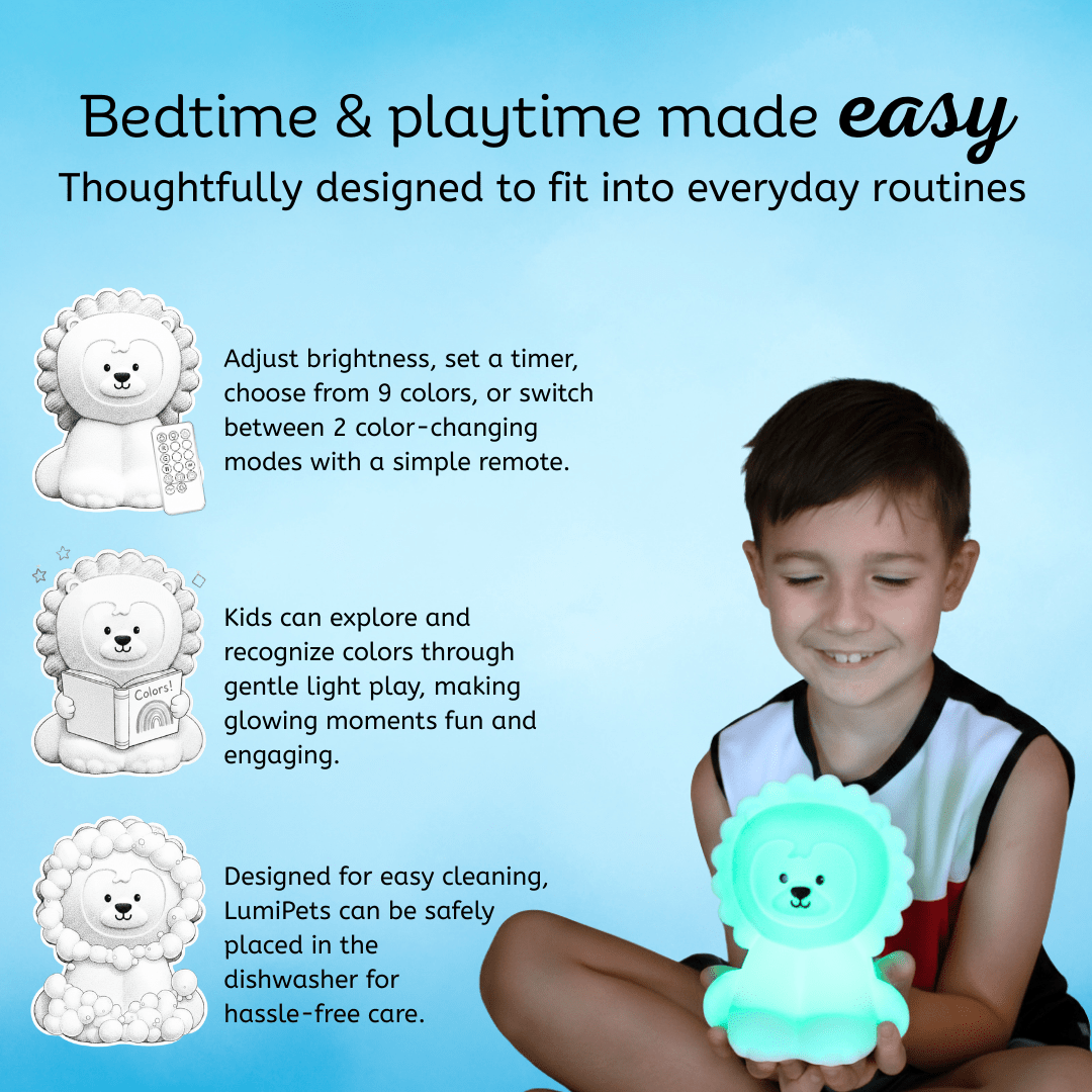 LumiPets® Luther the Lion - Children's Touch Night Light - Shop Avnu
