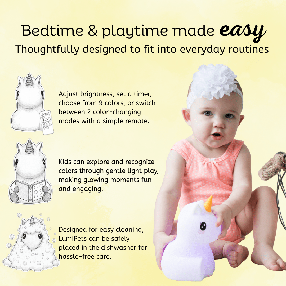 Unicorn Night Light - Soft Silicone Nursery Lamp | LumiPets® - Shop Avnu