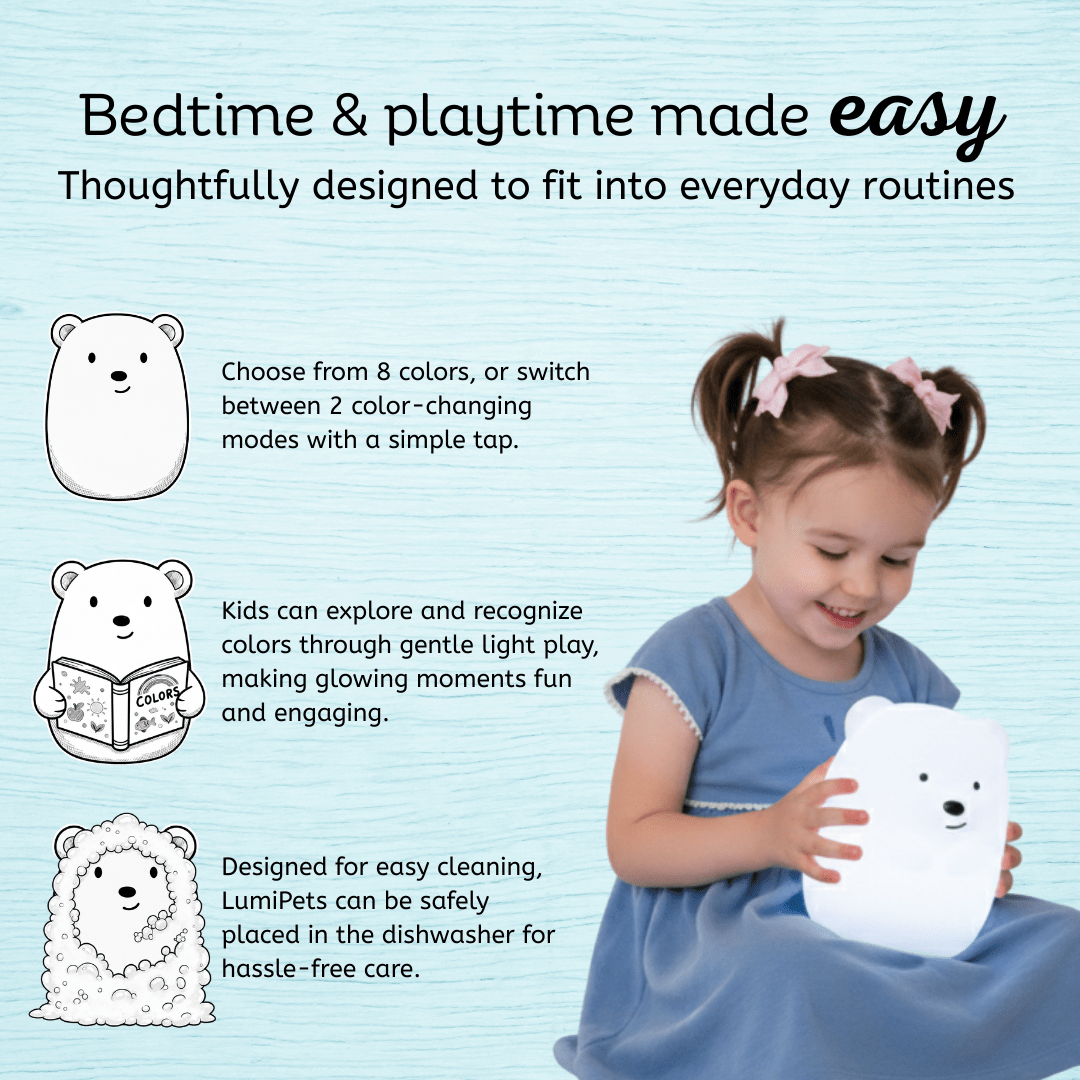 LumiPets® Bella the Bear - Children's Touch Night Light Junior - Shop Avnu