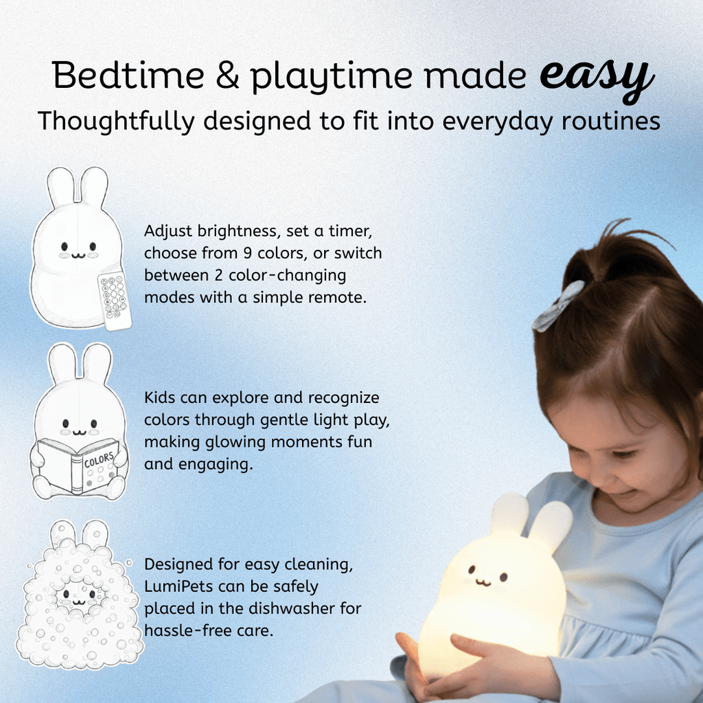 LumiPets® Bunny Night Light for Kids - Silicone Rabbit Nursery Lamp - Shop Avnu