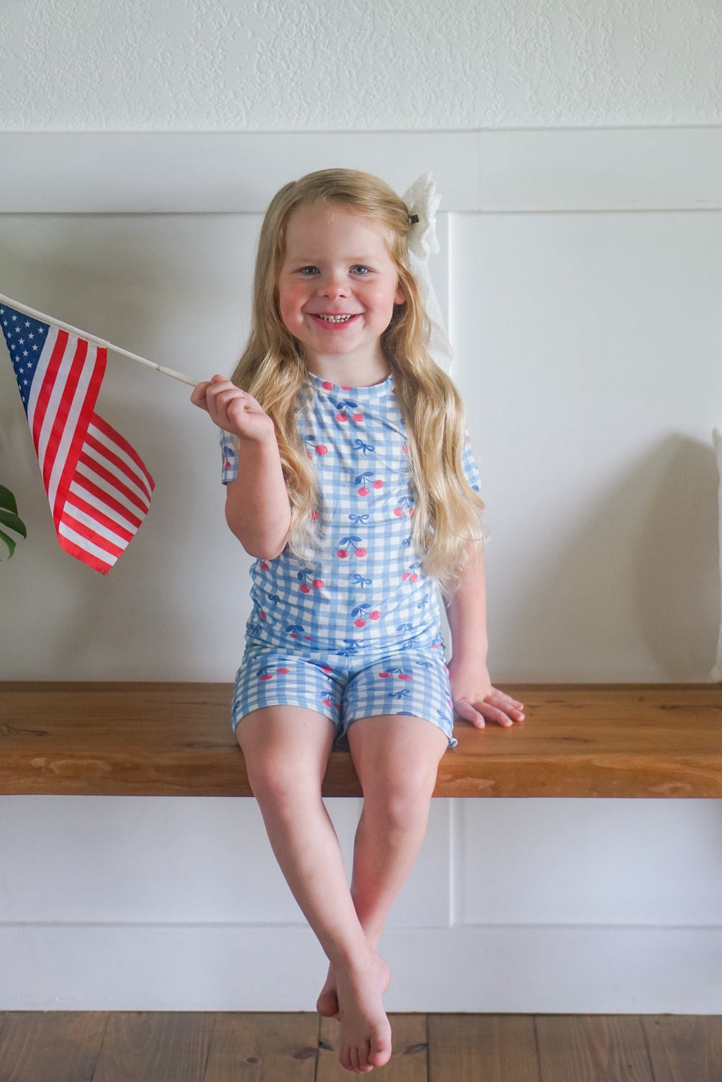 Cherry Gingham 2pc Bamboo Pajamas - Shop Avnu