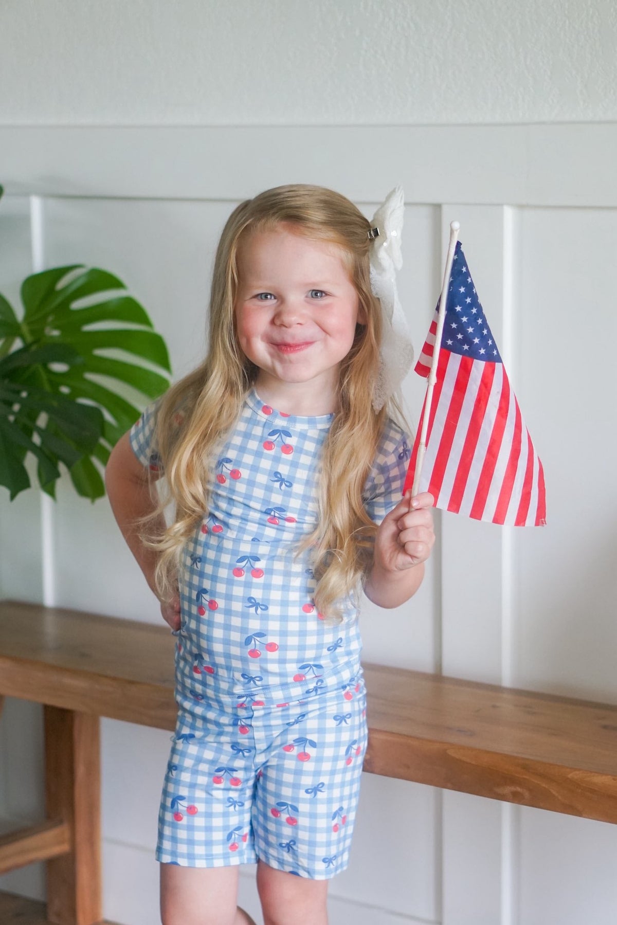Cherry Gingham 2pc Bamboo Pajamas - Shop Avnu