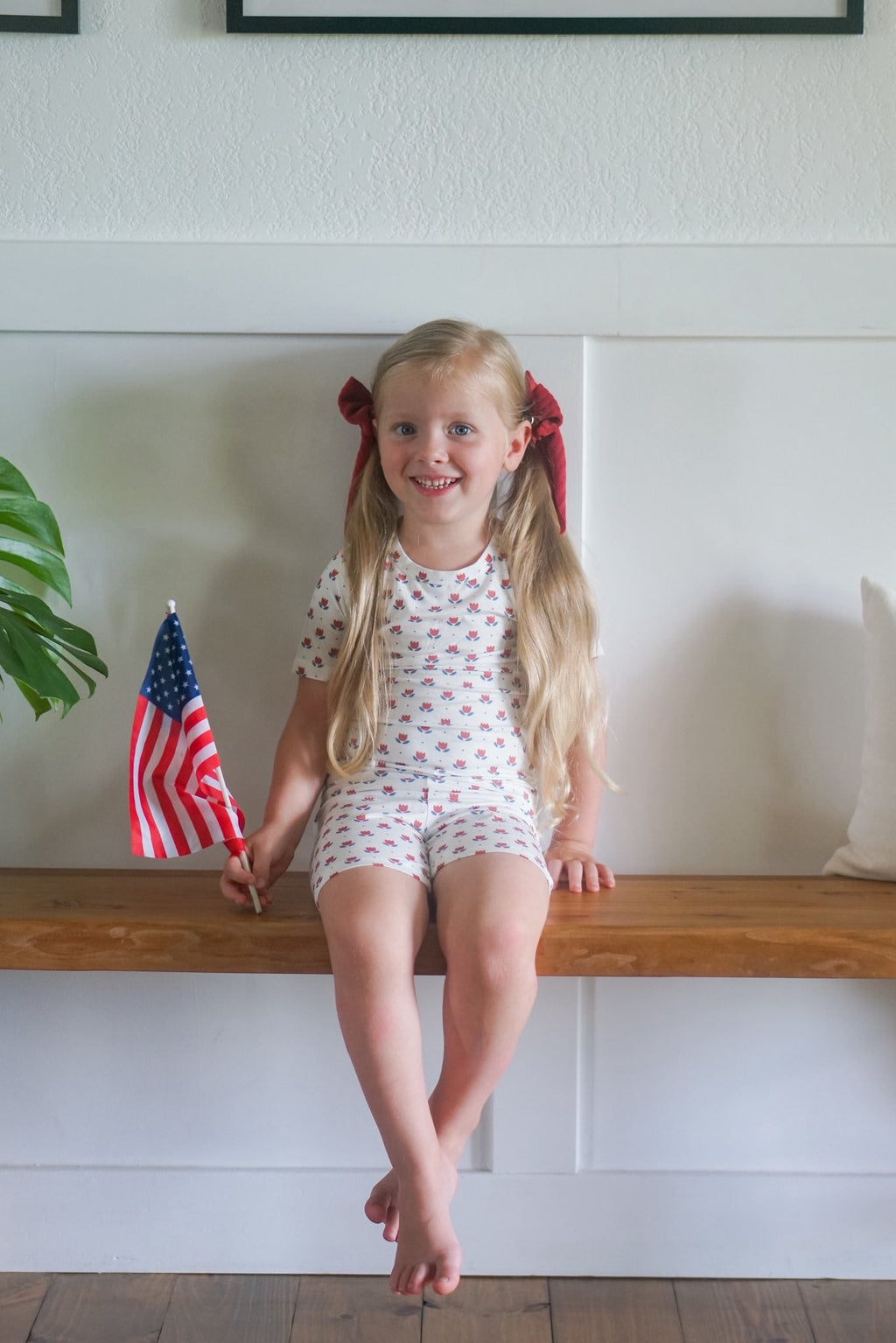 Red White & Blue Tulip 2pc Bamboo Pajamas - Shop Avnu