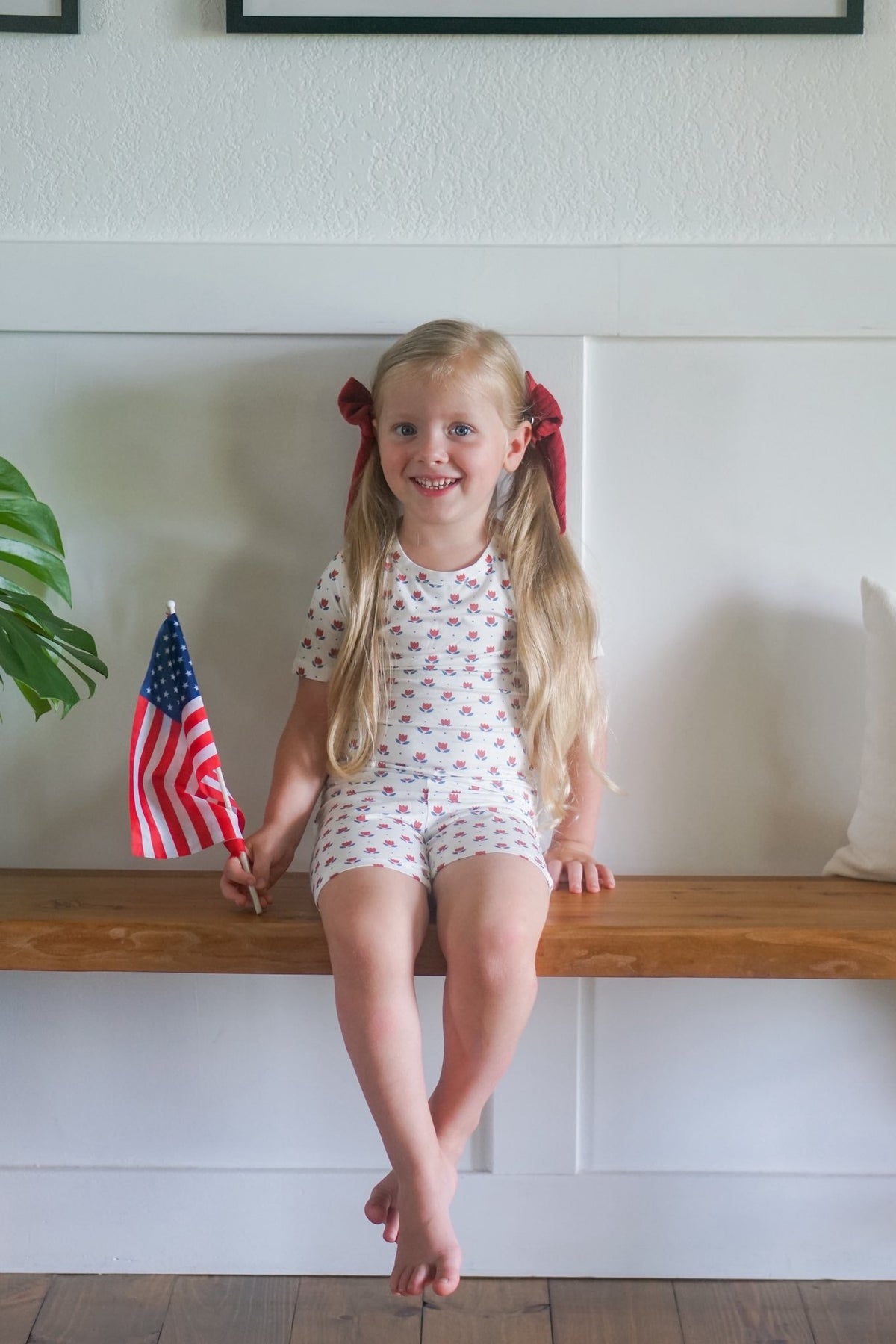 Red White & Blue Tulip 2pc Bamboo Pajamas - Shop Avnu