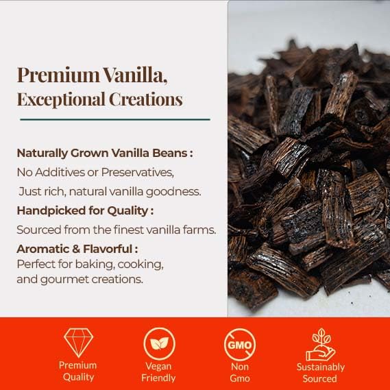 Premium Vanilla Bean Cuts - 1 lb. From Whole Vanilla Beans Grade B | Cut and Sorted for Easy Use