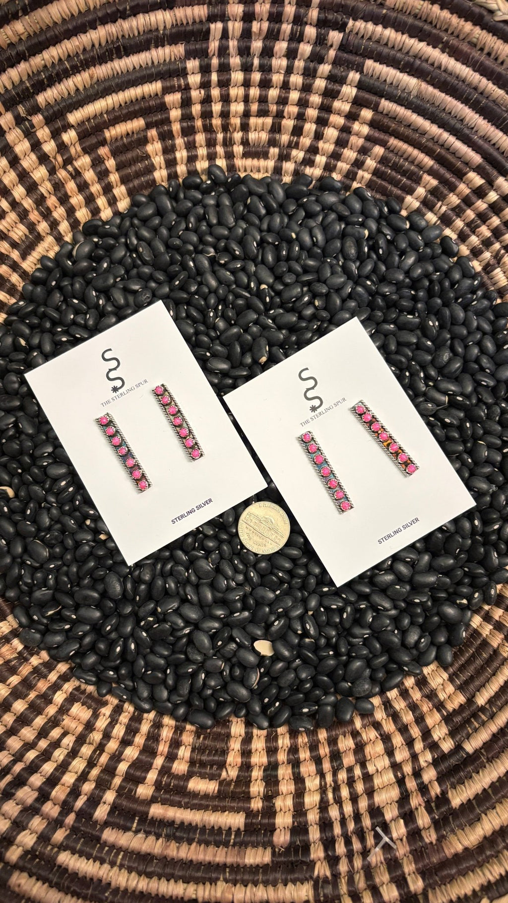 7 STONE HOT PINK OPAL BAR EARRINGS BY ESTHER WHITE - Shop Avnu
