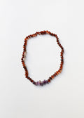 Raw Cognac Baltic Amber + Raw Amethyst || Necklace