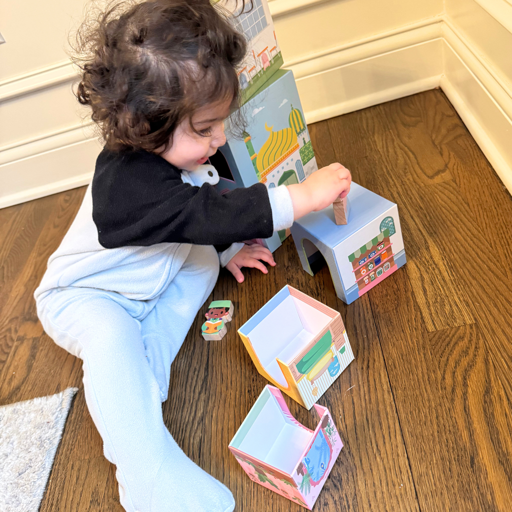 Stacking Houses (Set of 5 Houses and 3 Hardwood Characters) - Shop Avnu
