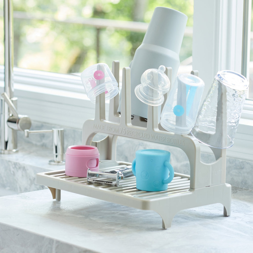 PopYum Blue Formula Making Baby Bottle 4 - Pack Set with Gray Drying Rack Bundle - Shop Avnu