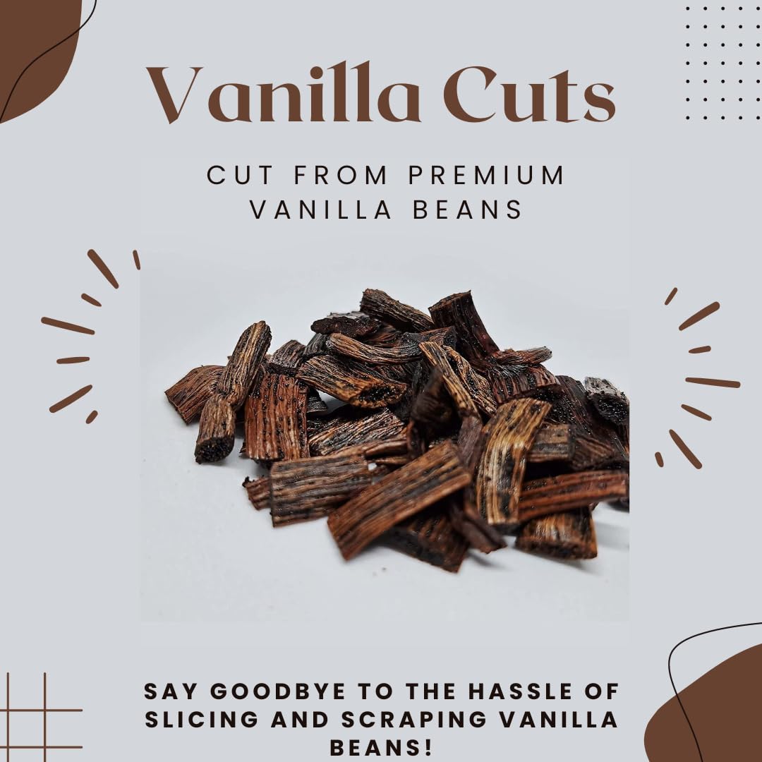 Premium Vanilla Bean Cuts - 1 lb. From Whole Vanilla Beans Grade B | Cut and Sorted for Easy Use