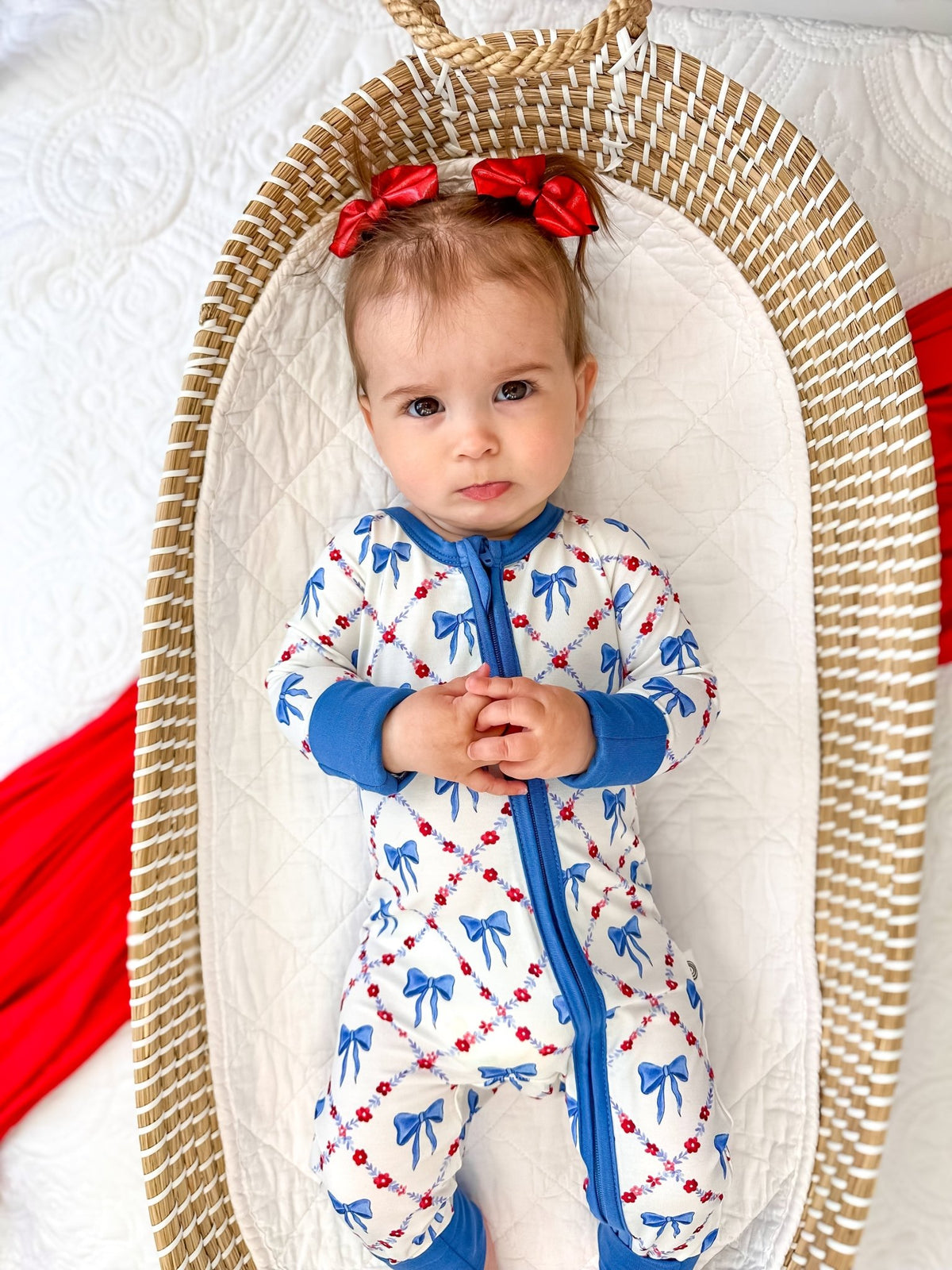 Red White & Bows Bamboo Zippy Pajamas - Shop Avnu
