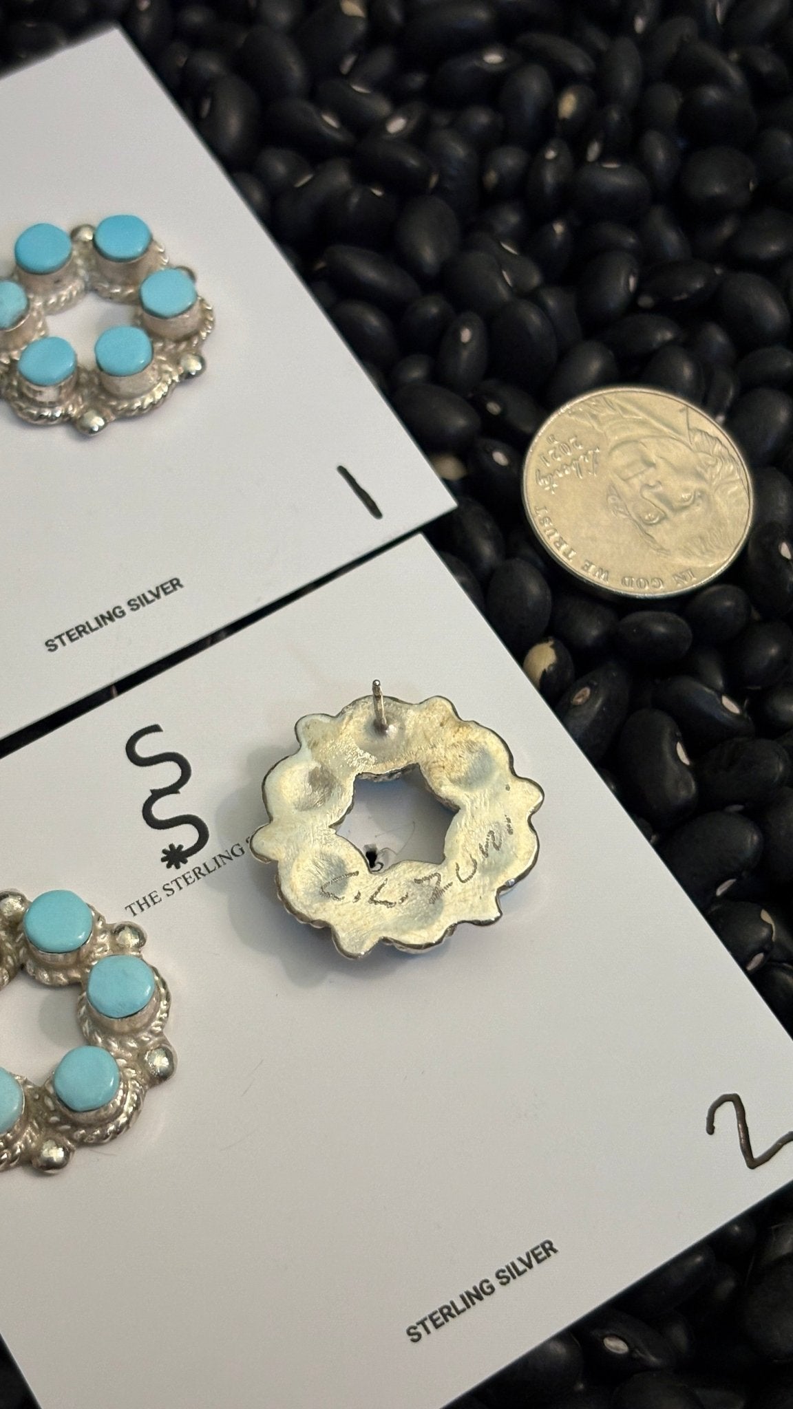 6 STONE LIGHT BLUE TURQUOISE ROUND EARRINGS BY JANICE LALIO - Shop Avnu