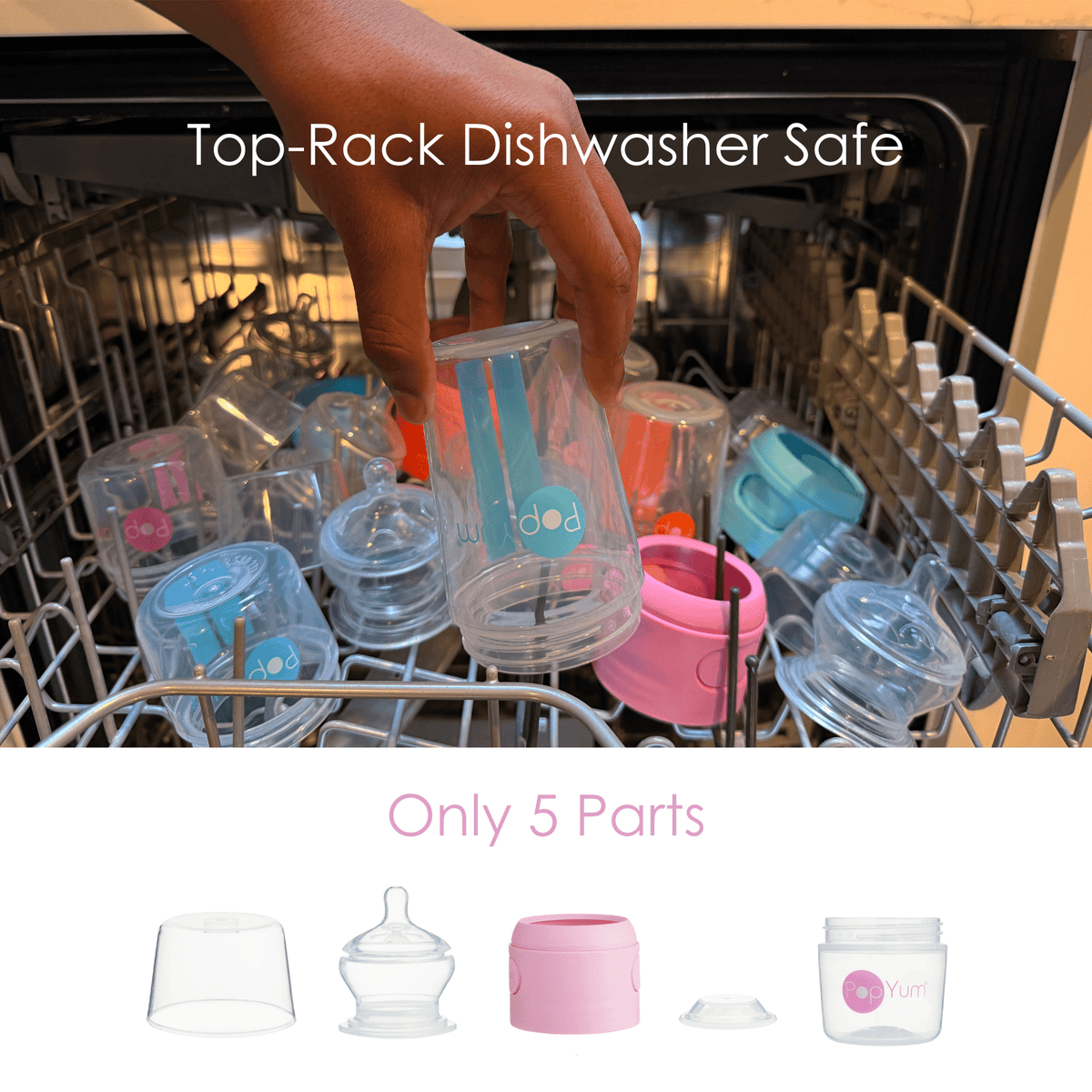 PopYum 5oz Anti - Colic Baby Bottle for Breast and Formula Feeding, 3 - Pack, Pink, 1 Slow Flow Nipples - Shop Avnu