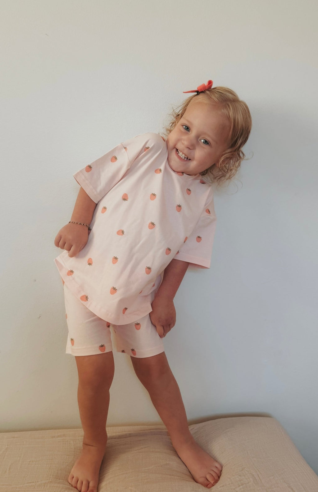 Organic Cotton Strawberry Print Shorts Set - Shop Avnu