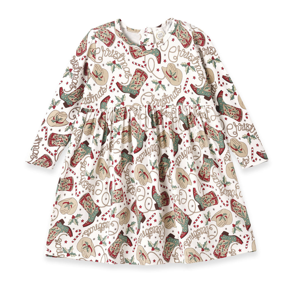 Western Christmas Girls Dress – Soft Bamboo Holiday Style - Shop Avnu