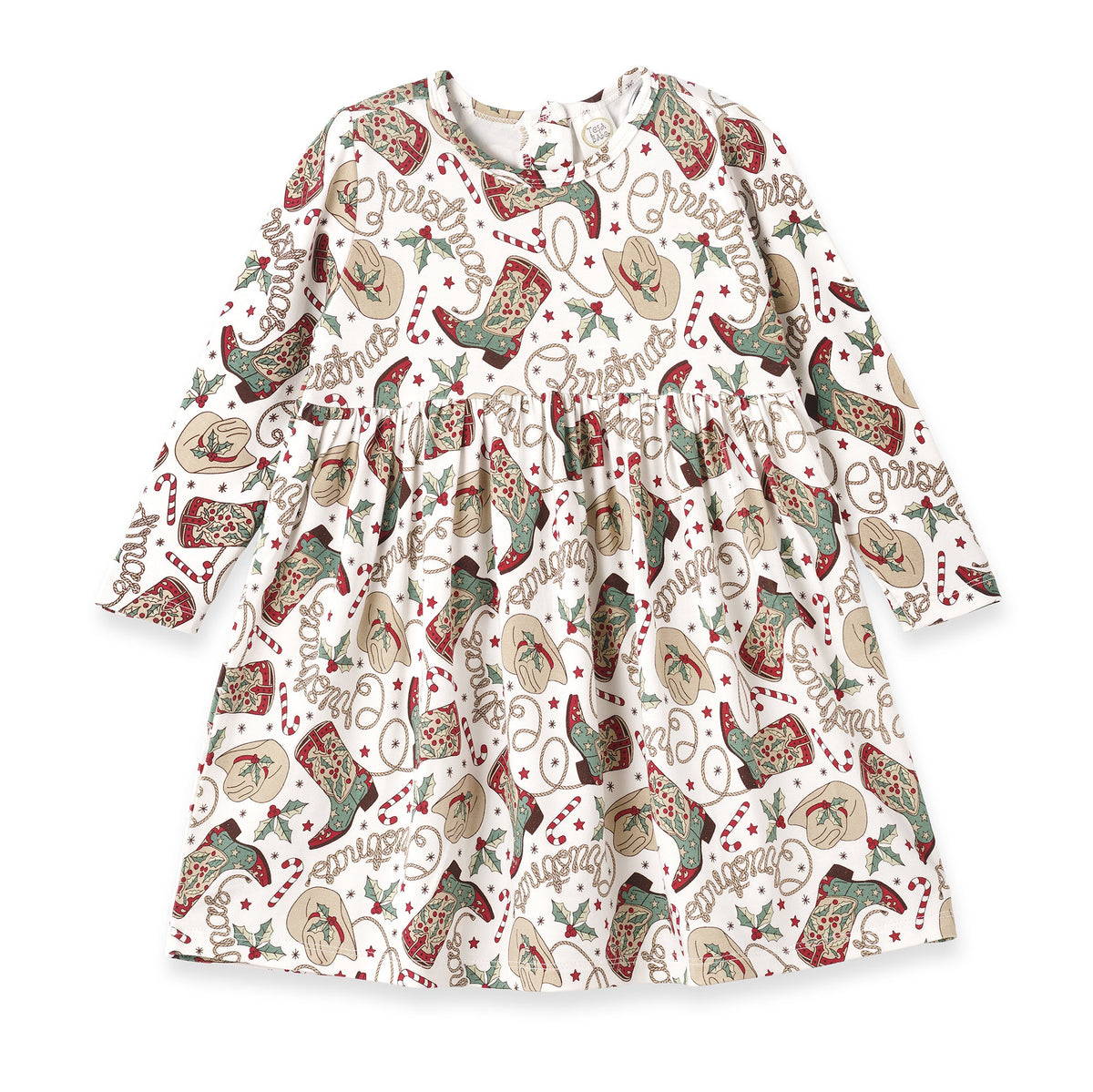 Western Christmas Girls Dress – Soft Bamboo Holiday Style - Shop Avnu