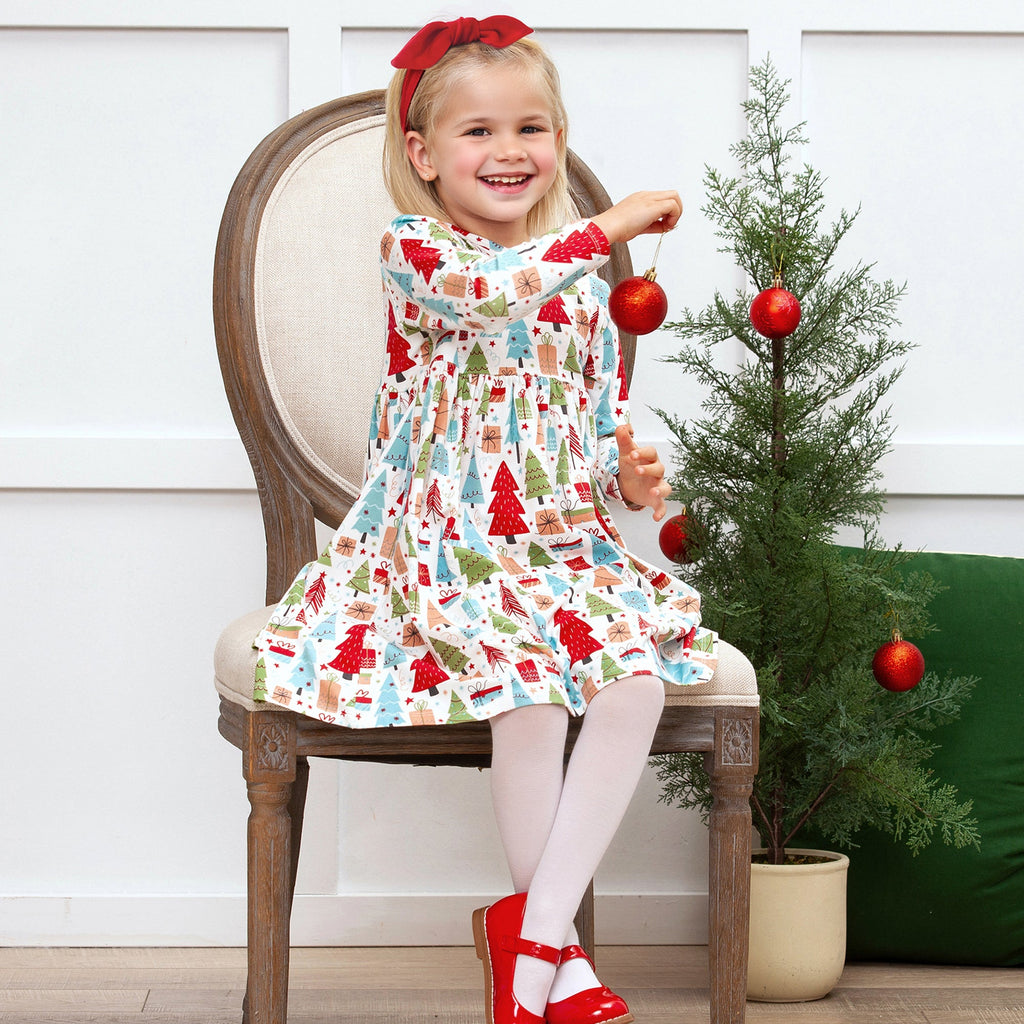 Christmas Merry Girl's Soft Bamboo Dress - Sibling Matching - Shop Avnu