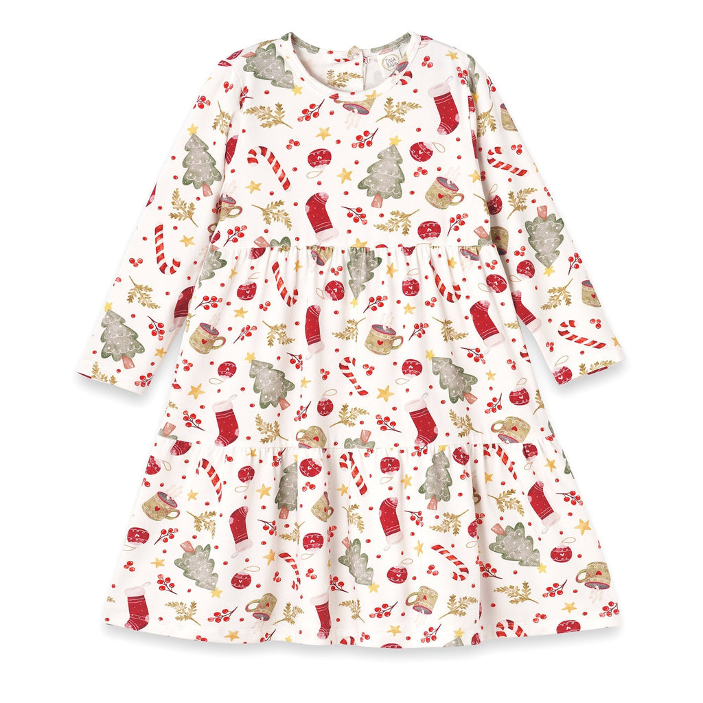 Girls’ Christmas Dress – Bamboo Holiday Tiered Twirl Dress - Shop Avnu