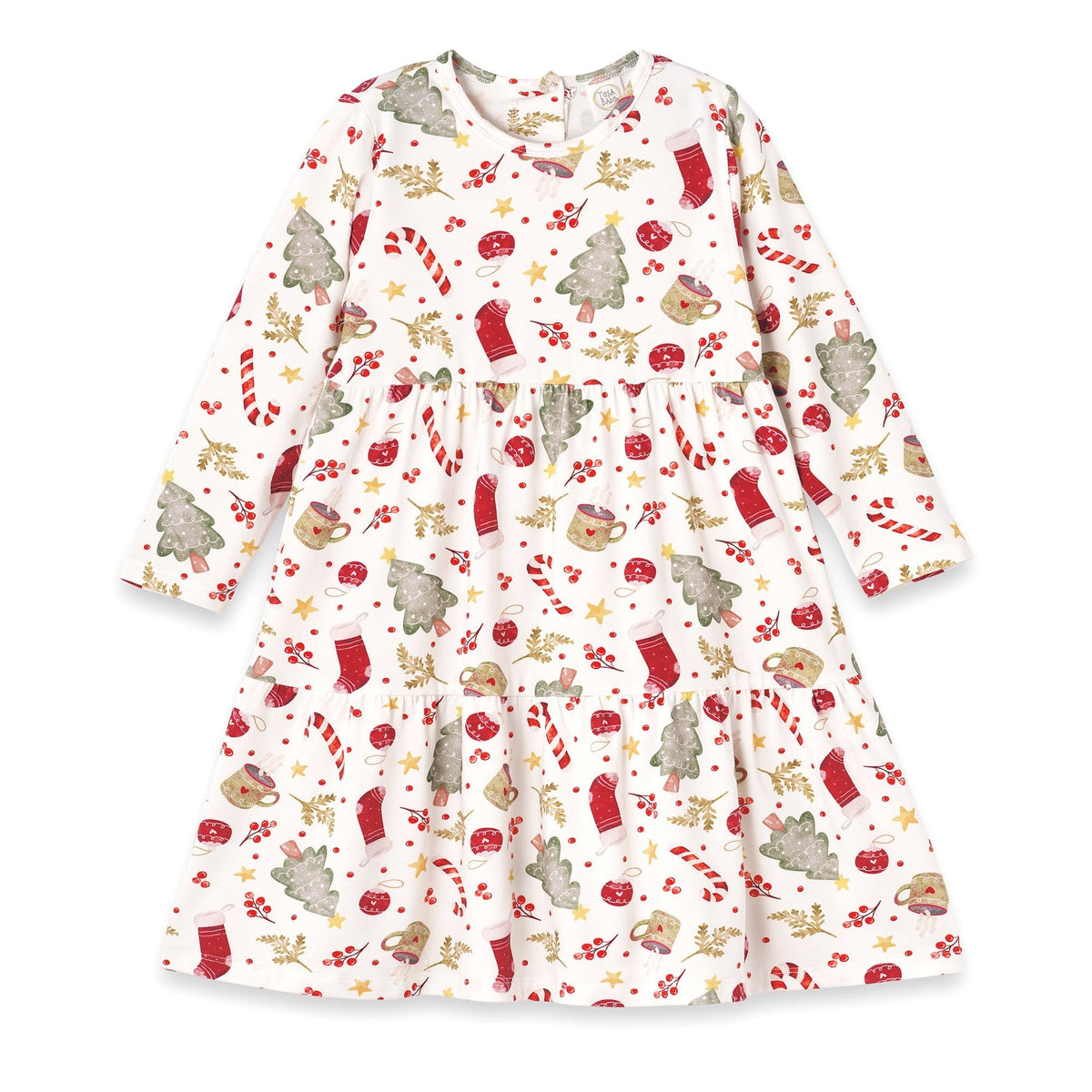 Girls’ Christmas Dress – Bamboo Holiday Tiered Twirl Dress - Shop Avnu