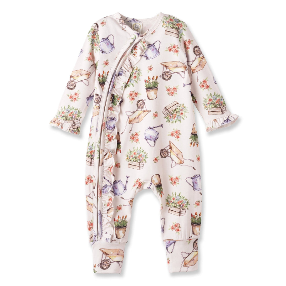 Petal Patch Baby Girl Romper – Bamboo with Convertible Cuffs - Shop Avnu