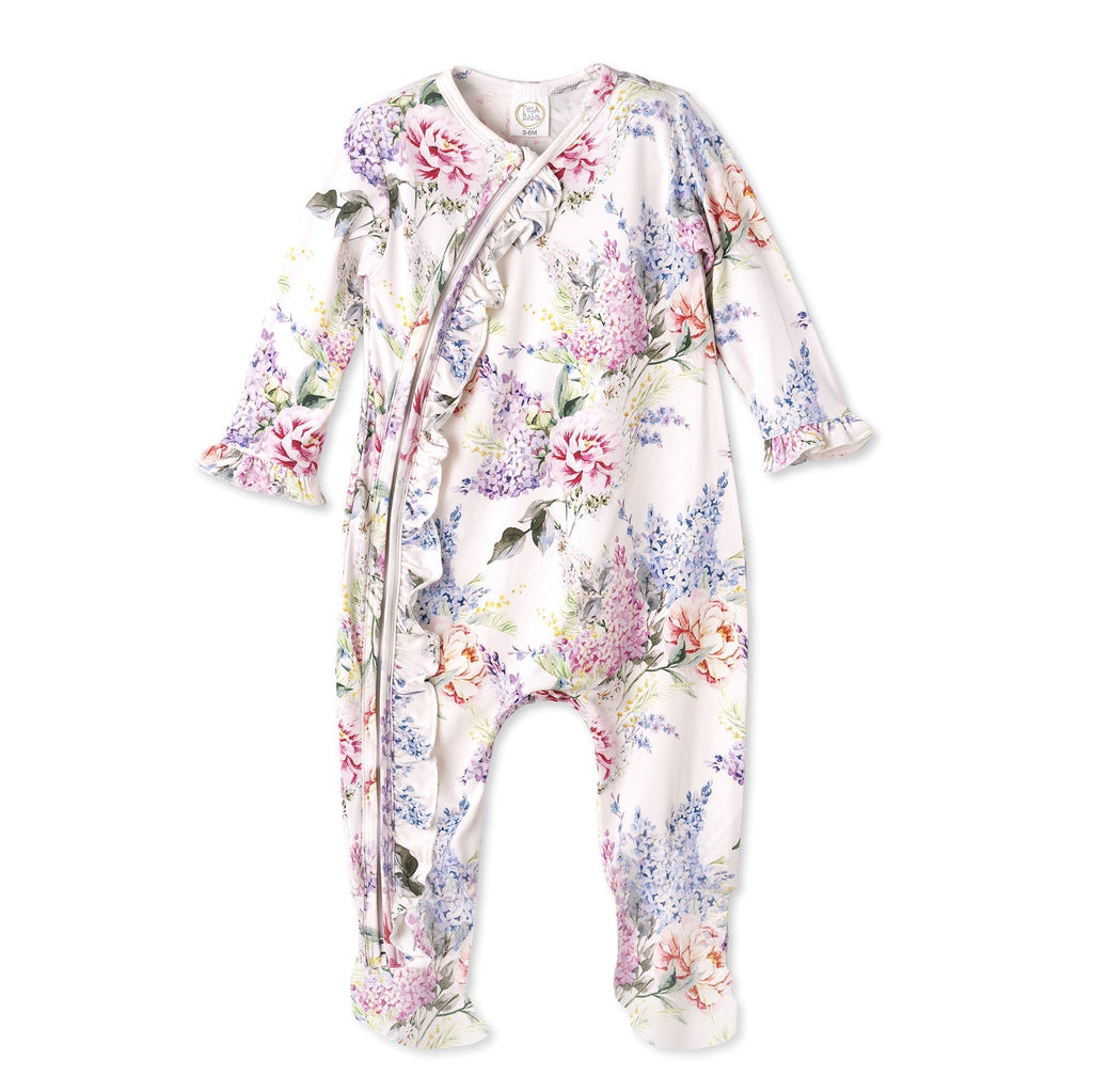 Dream Blossom Soft Bamboo Baby Girl Floral Zipper Romper - Shop Avnu