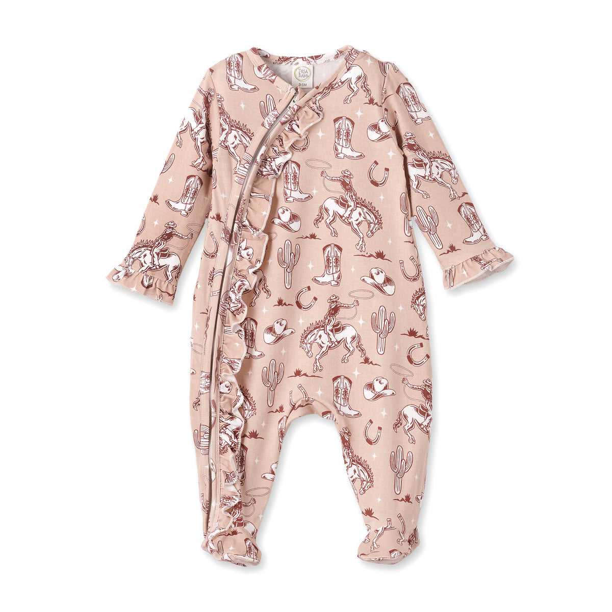 Wild Wrangler/Pink Bamboo Ruffle Zipper Romper - Western - Shop Avnu