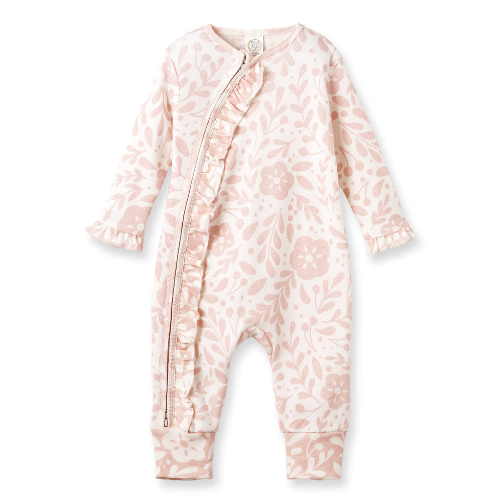 Floral Baby Girl Romper – Soft Cotton Zipper Pink One - Piece - Shop Avnu