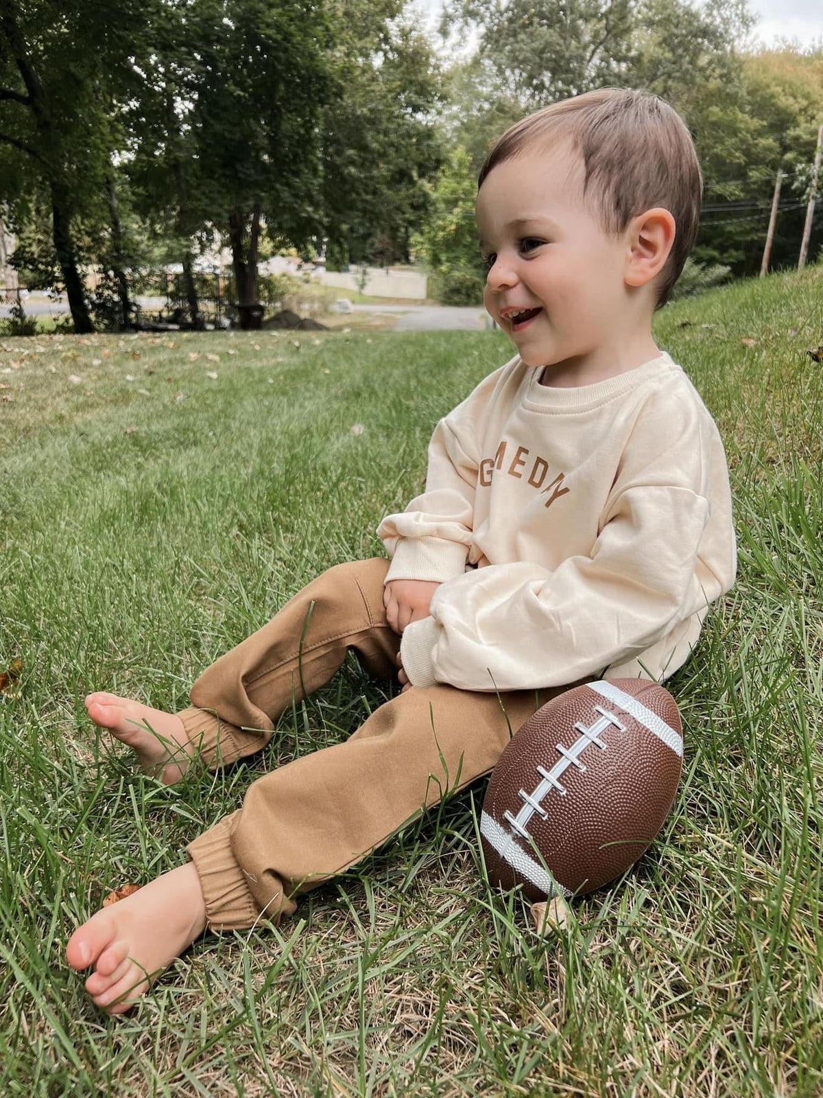 Cream ‘Gameday’ Crewneck Sweatshirt - Shop Avnu
