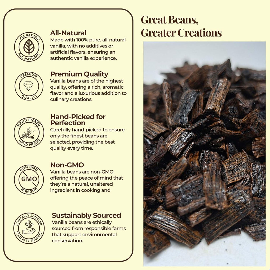Premium Vanilla Cuts - 1 lb. Cut from Whole Vanilla Beans Grade B