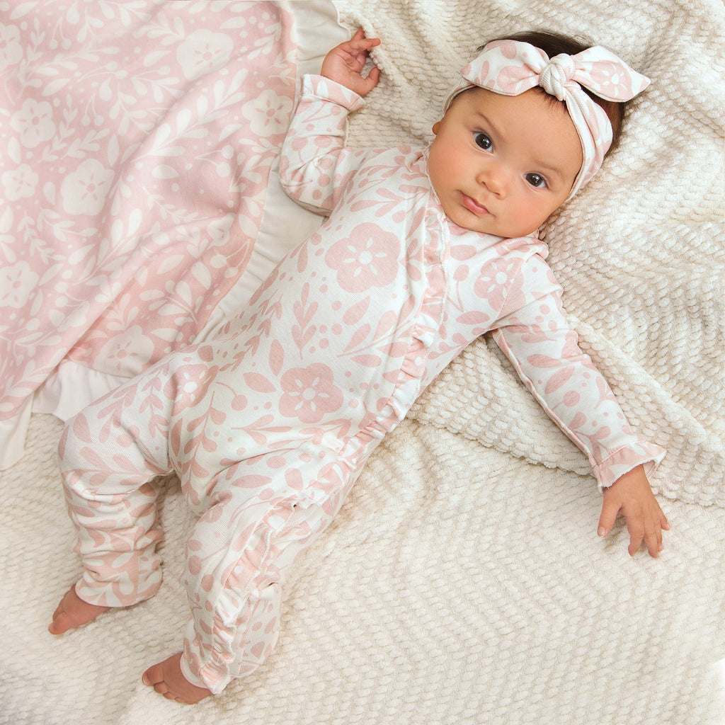 Floral Baby Girl Romper – Soft Cotton Zipper Pink One - Piece - Shop Avnu
