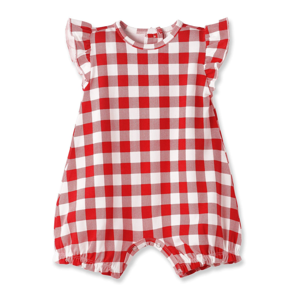 Picnic Plaid Soft Bamboo Bubble Romper for Baby Girls - Shop Avnu