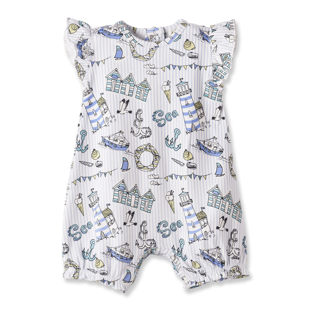 Seashore Bubble Romper – Bamboo Baby Girl Outfit - Shop Avnu