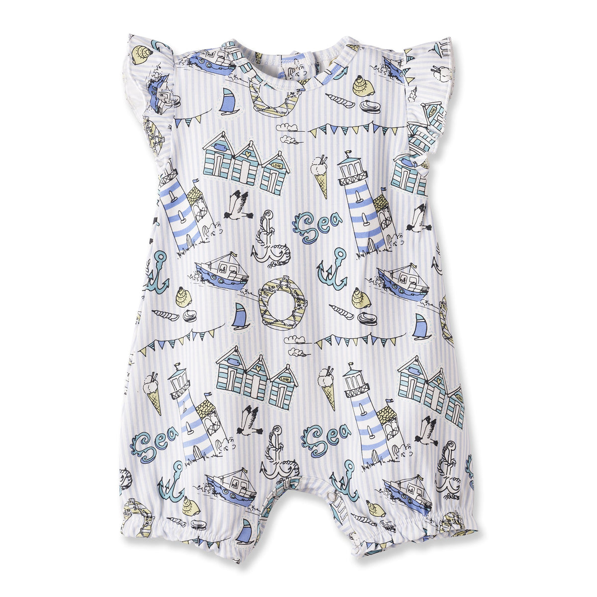 Seashore Bubble Romper – Bamboo Baby Girl Outfit - Shop Avnu
