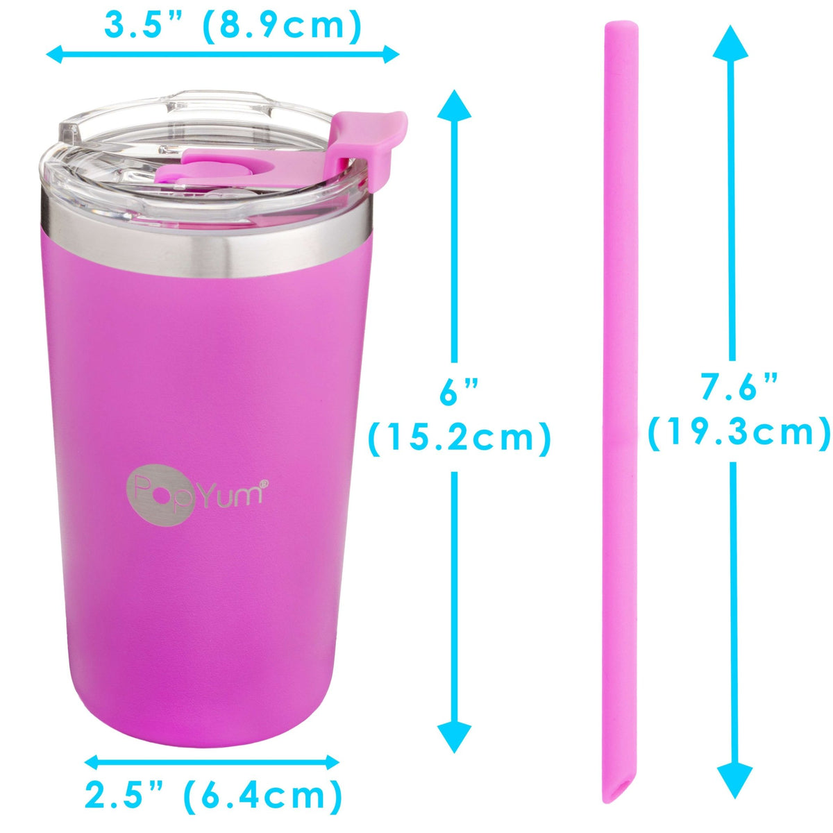 PopYum 13oz Insulated Stainless Steel Kids’ Cups with Lid and Straw, 2 - Pack, Purple & Pink, stackable, sippy, baby, child, toddler, tumbler - Shop Avnu