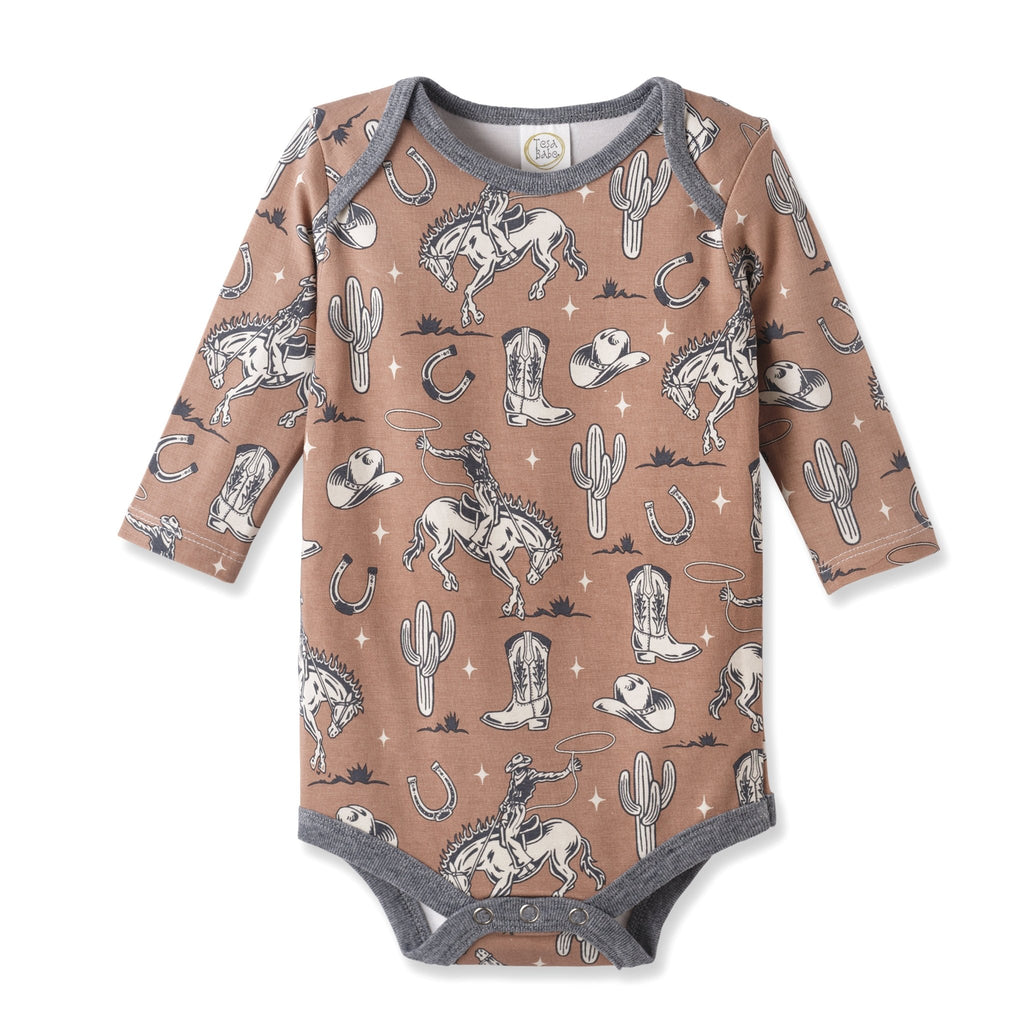 Wild Wrangler/Brown Western Cowboy Bamboo Baby Boy Bodysuit - Shop Avnu