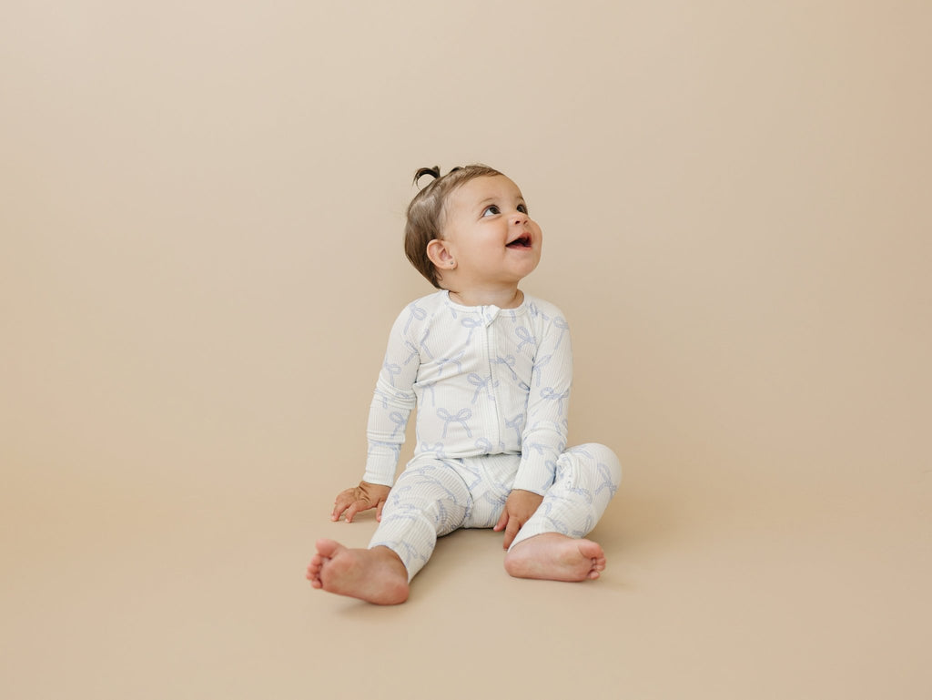 Blue Belle Ribbed Bamboo Zippy Pajamas - Shop Avnu