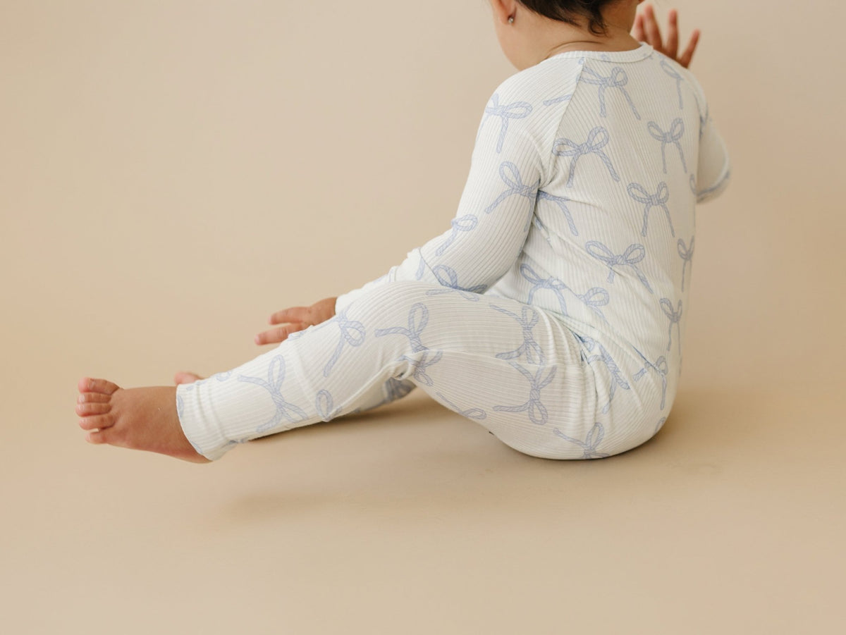 Blue Belle Ribbed Bamboo Zippy Pajamas - Shop Avnu