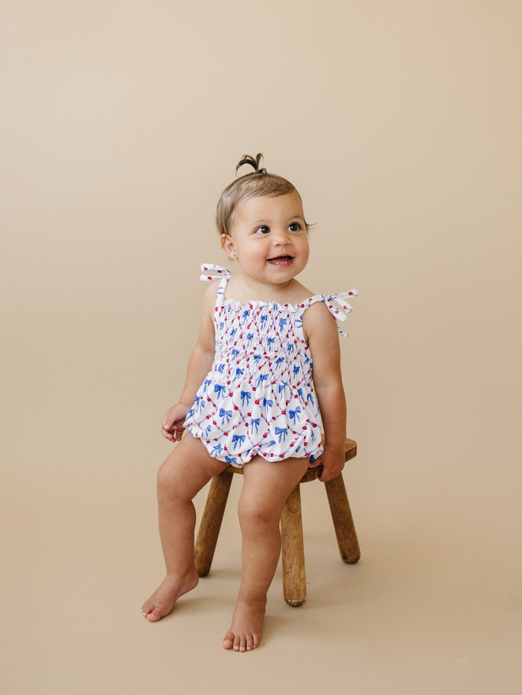 Smocked Red, White and Bows Bamboo Bubble Romper - Shop Avnu