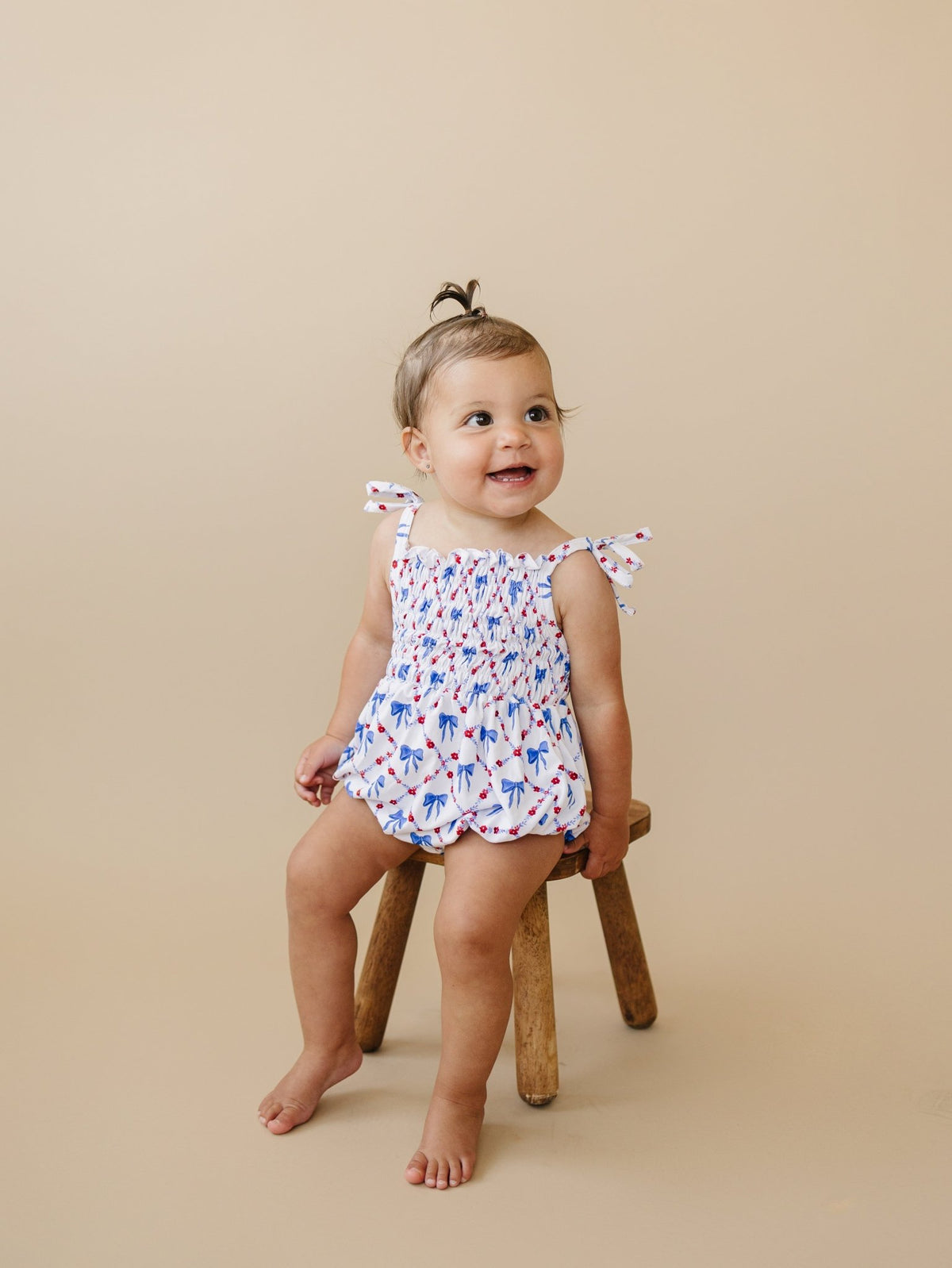 Smocked Red, White and Bows Bamboo Bubble Romper - Shop Avnu
