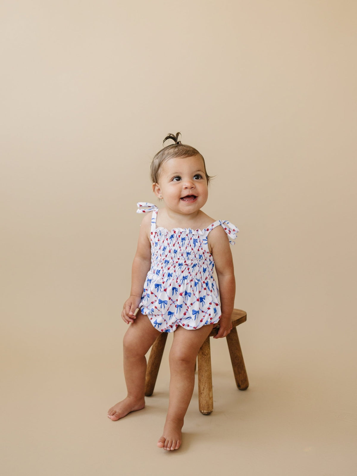 Smocked Red, White and Bows Bamboo Bubble Romper - Shop Avnu