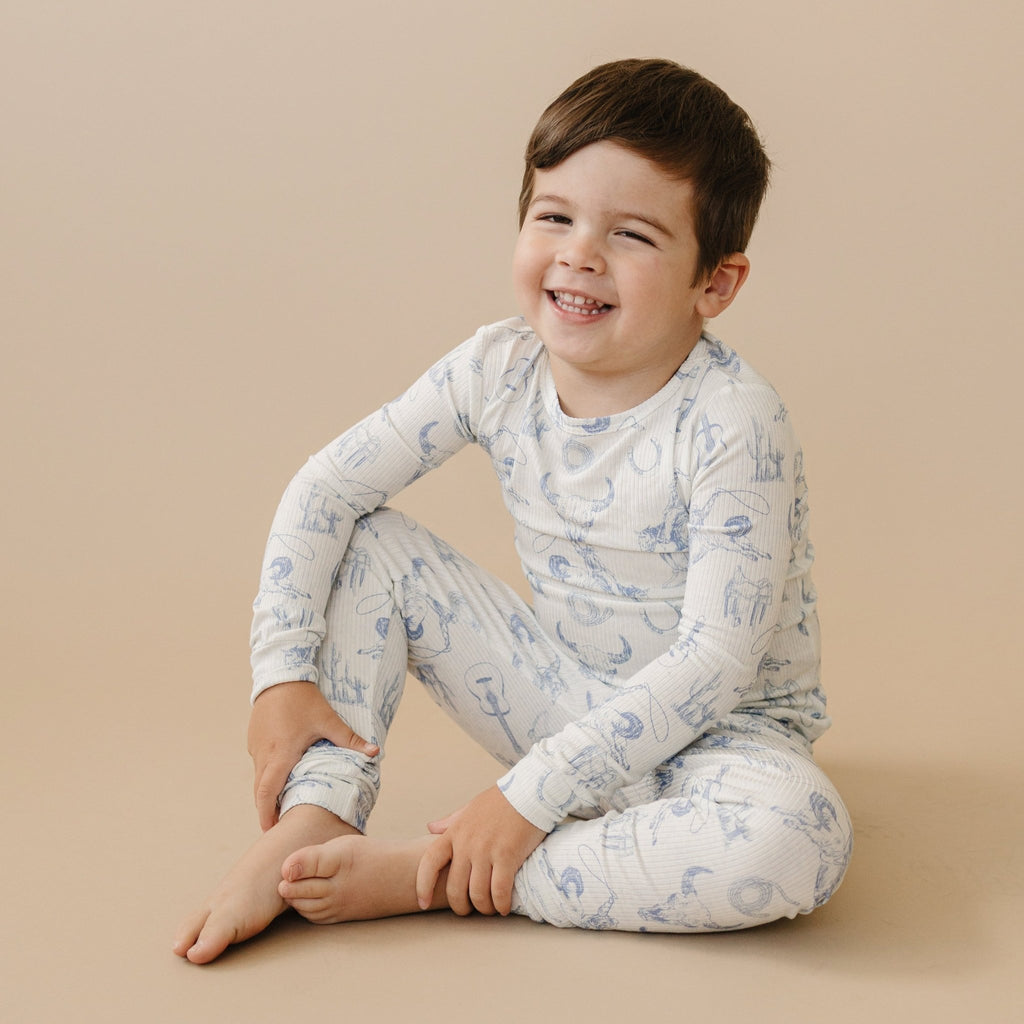 Cowboy Blues 2pc Ribbed Bamboo Pajamas - Shop Avnu