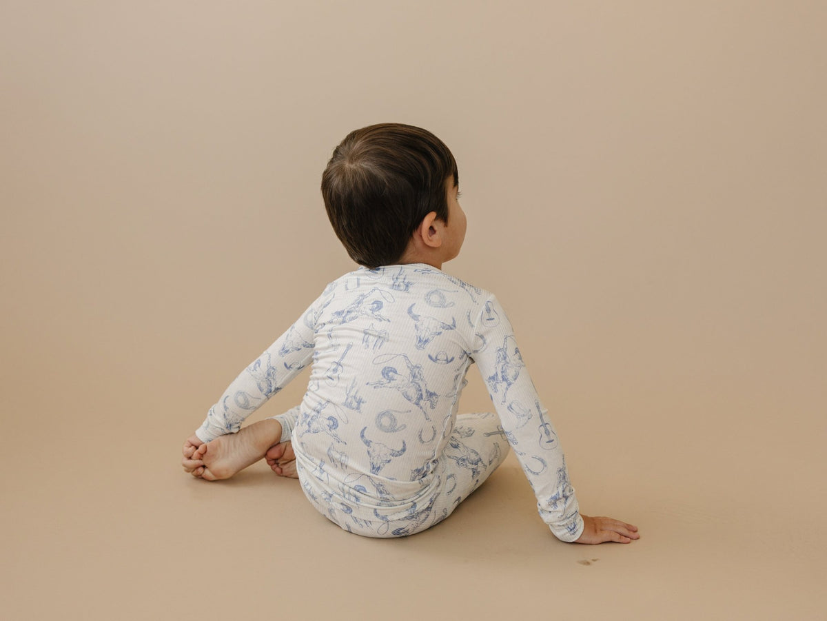 Cowboy Blues 2pc Ribbed Bamboo Pajamas - Shop Avnu