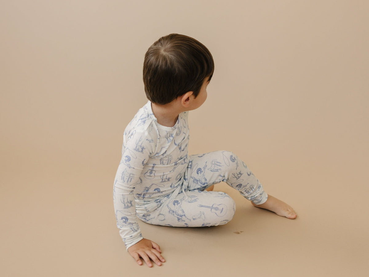 Cowboy Blues 2pc Ribbed Bamboo Pajamas - Shop Avnu