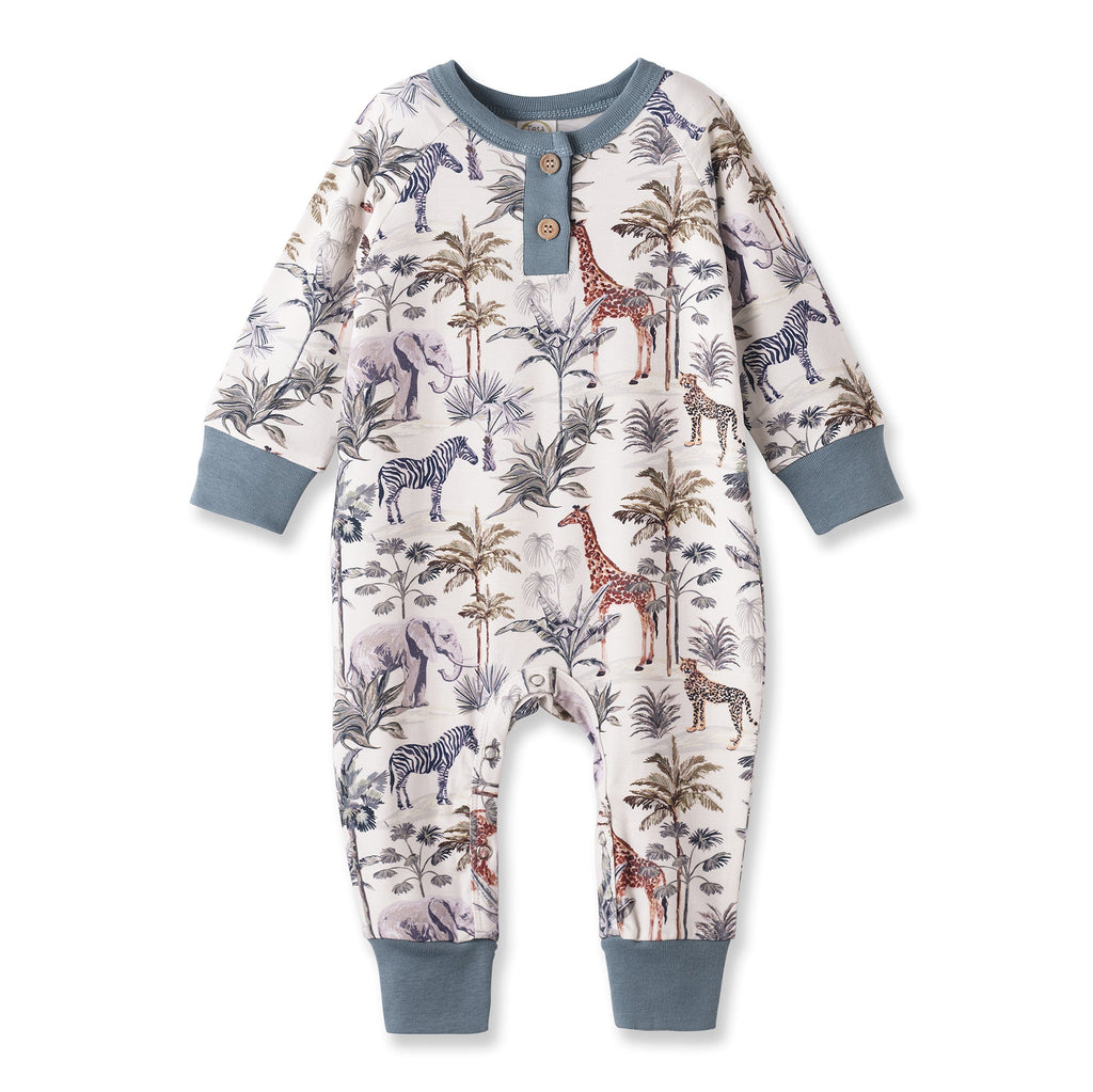 Jungle Safari Bamboo Henley Romper for Baby Boys - Shop Avnu