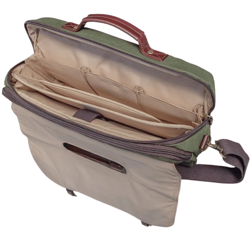 Maxwell Leather & Waxed Canvas Briefcase – Premium Laptop Bag & Canvas Briefcase