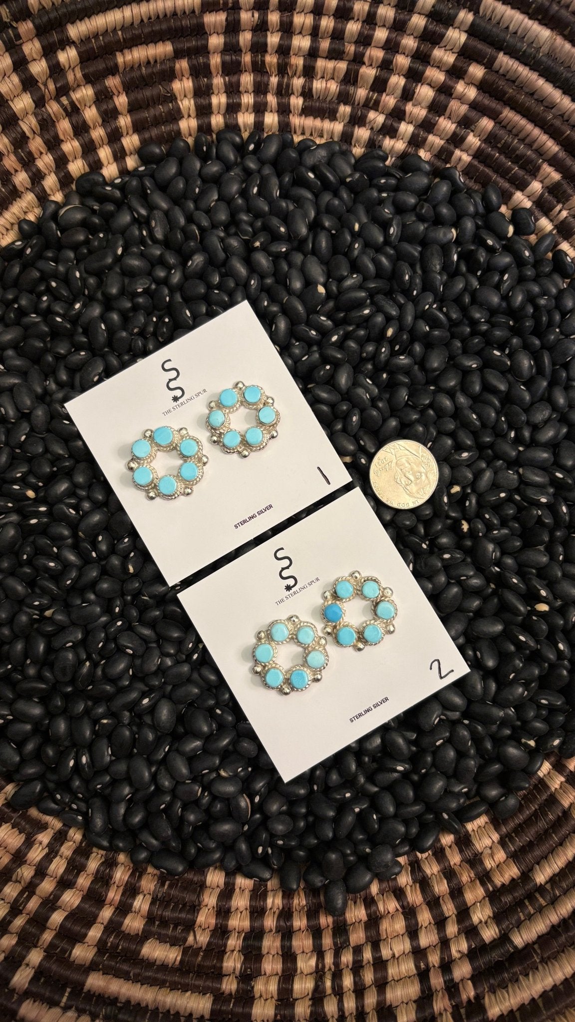 6 STONE LIGHT BLUE TURQUOISE ROUND EARRINGS BY JANICE LALIO - Shop Avnu