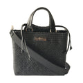 All Black Medium Woven Crossbody Drawstring Bag