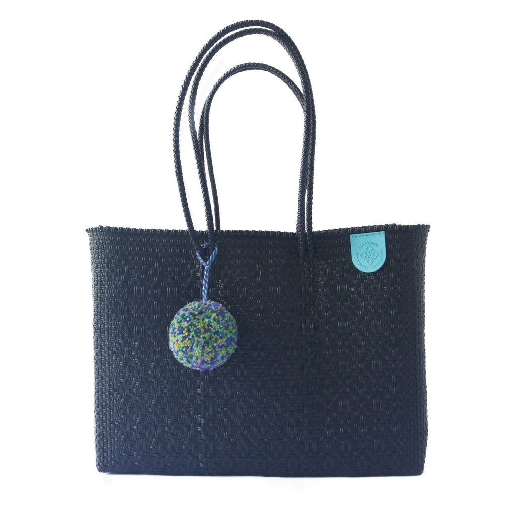 All Black Woven Super Tote