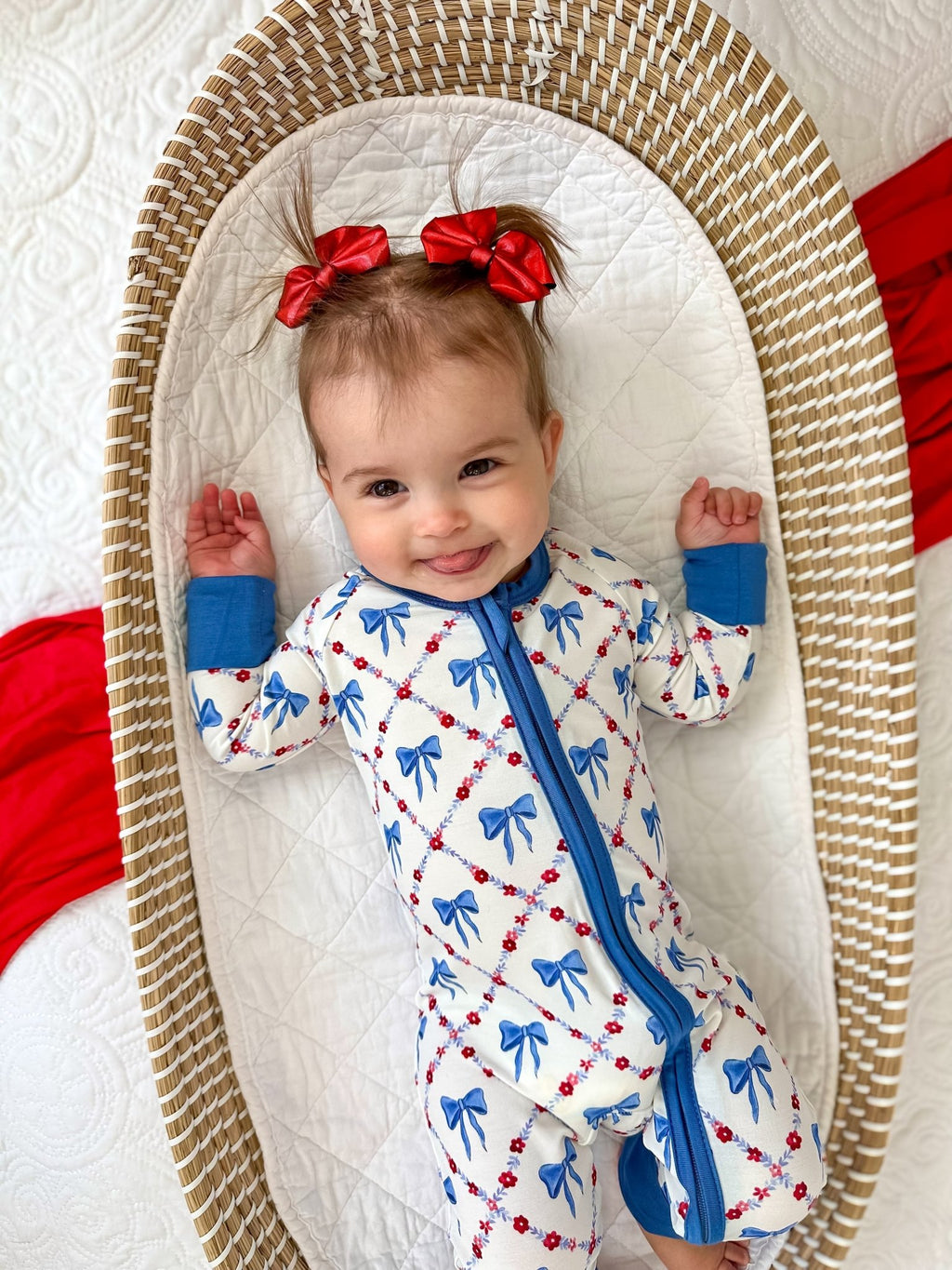 Red White & Bows Bamboo Zippy Pajamas - Shop Avnu