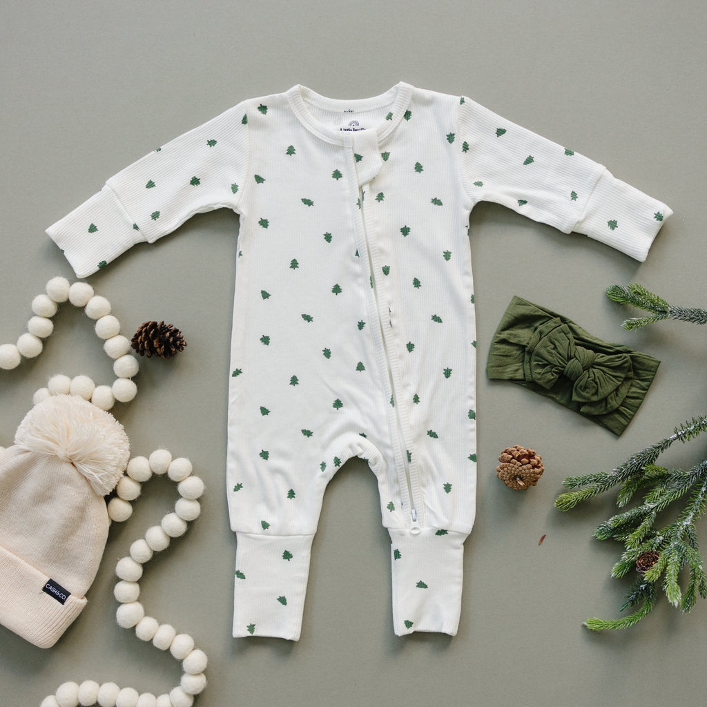 Tiny Trees Ribbed Bamboo Zippy Pajamas - Shop Avnu